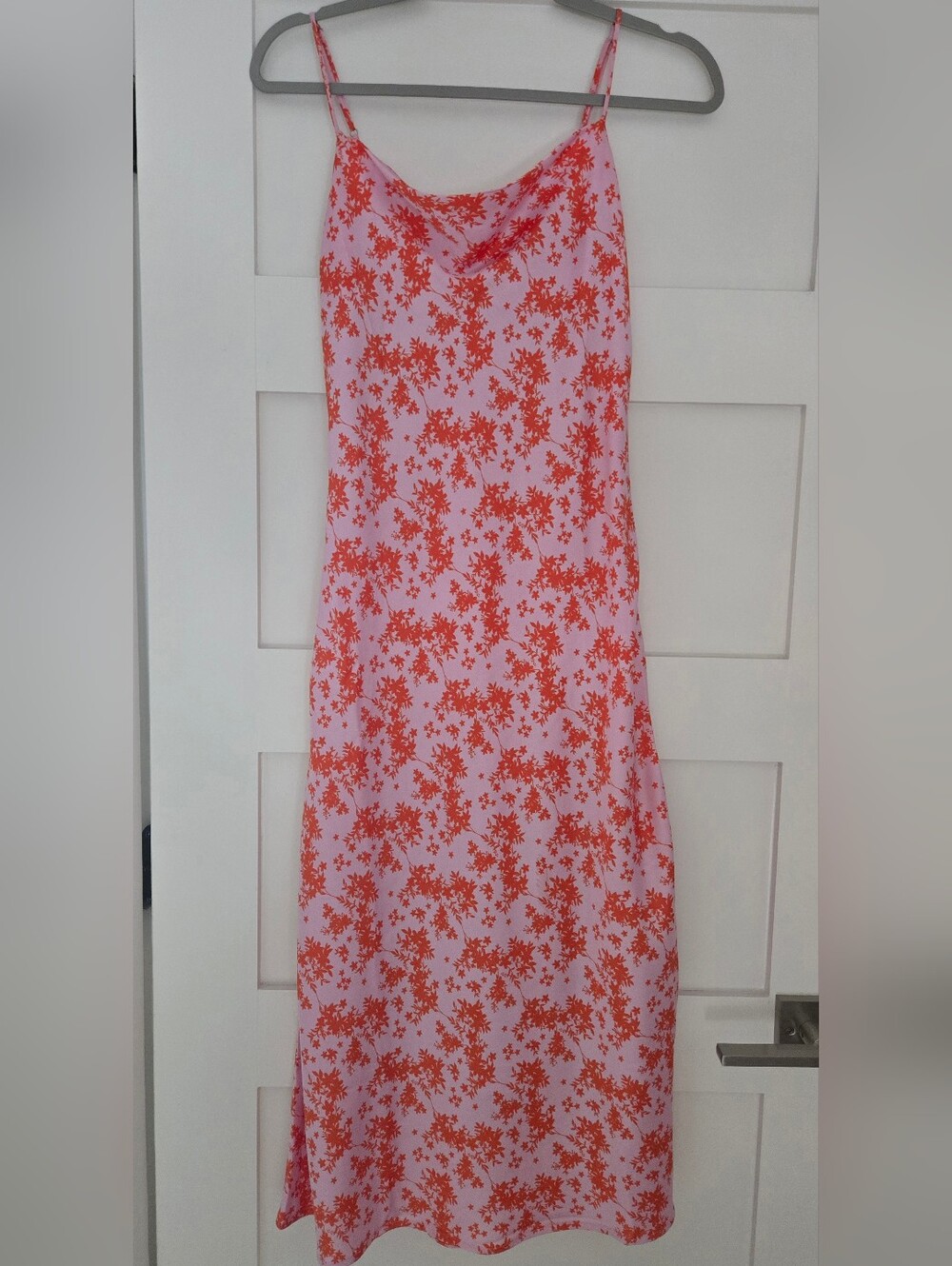 All in Favor Pink & Orange Floral Print Midi Dress